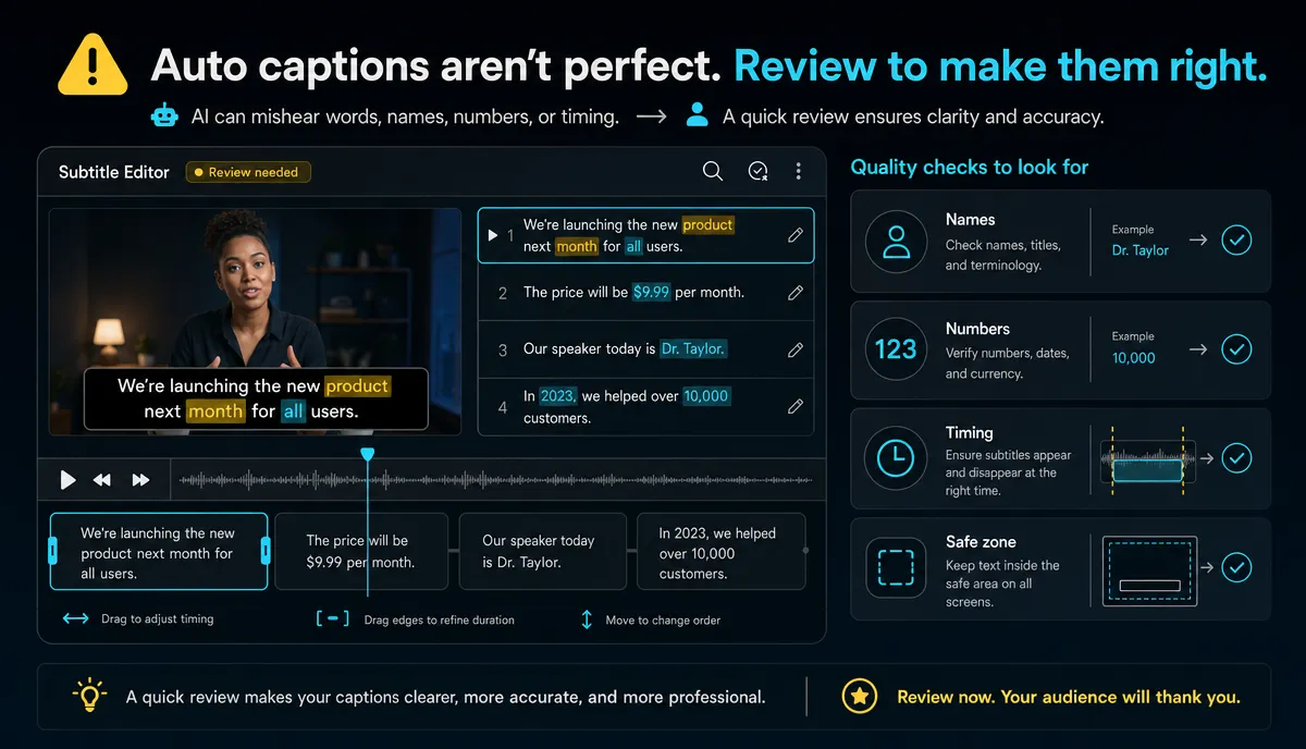 Subtitle proofreading interface screenshot