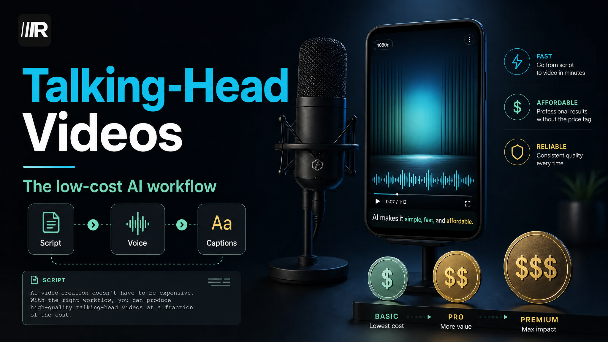 How to Make Talking-Head Videos with AI (Low-Cost Workflow) blog cover illustration