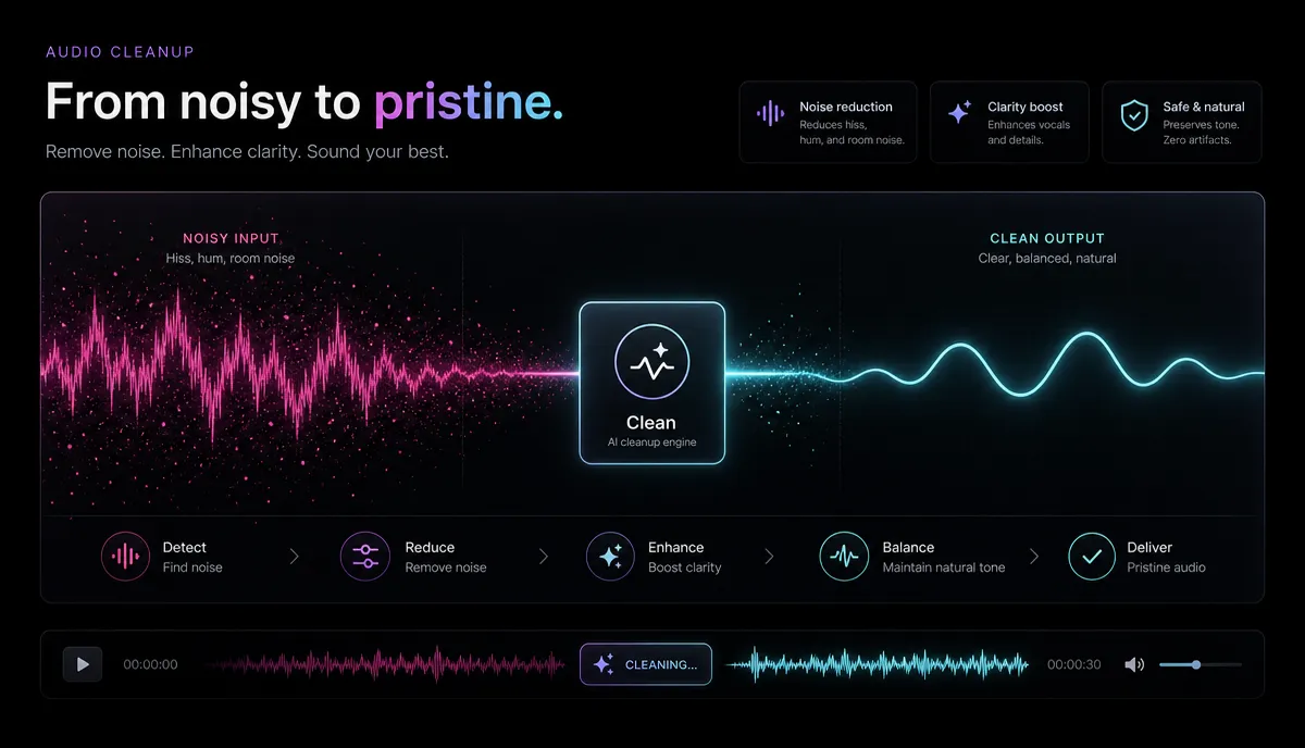 How to Remove Background Noise From a Video detail image: Before-after waveform