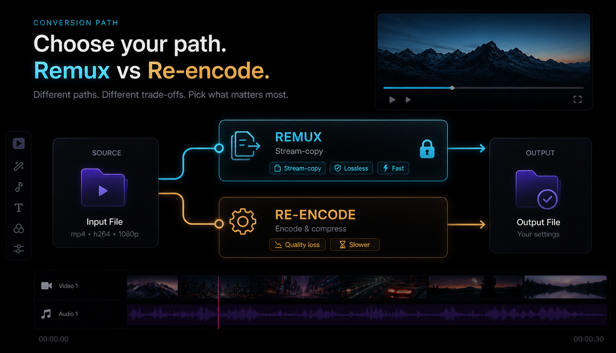 MKV 怎么转 MP4(免费无损) 文章详情图:Remux vs re-encode