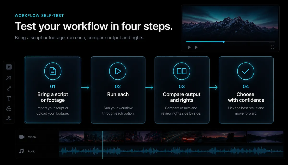 InVideo 替代工具盘点(文字成片) 文章详情图:Template video replacement workflow