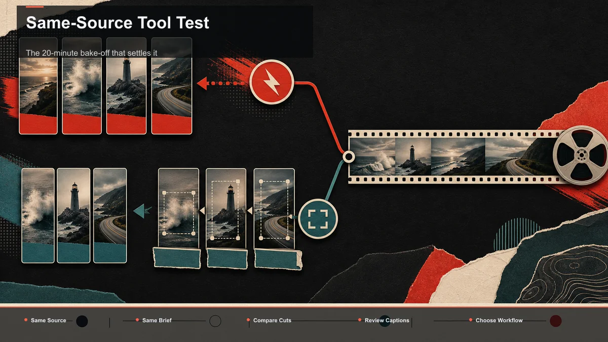 Steps for Same-Source Tool Test: Same Source, Same Brief, Compare Cuts.