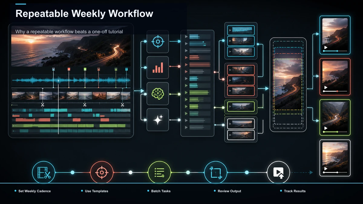 Steps for Repeatable Weekly Workflow: Set Weekly Cadence, Use Templates, Batch Tasks.