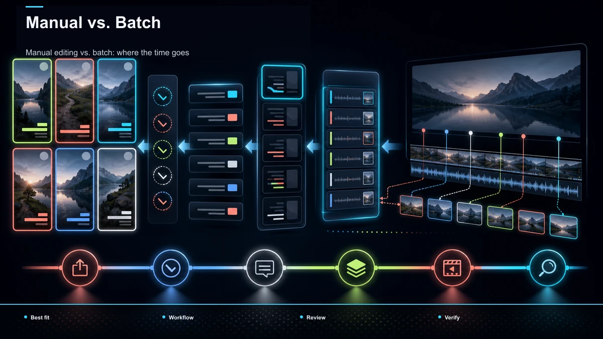 Comparison matrix for Manual vs. Batch; data cells are reserved for verified sources.