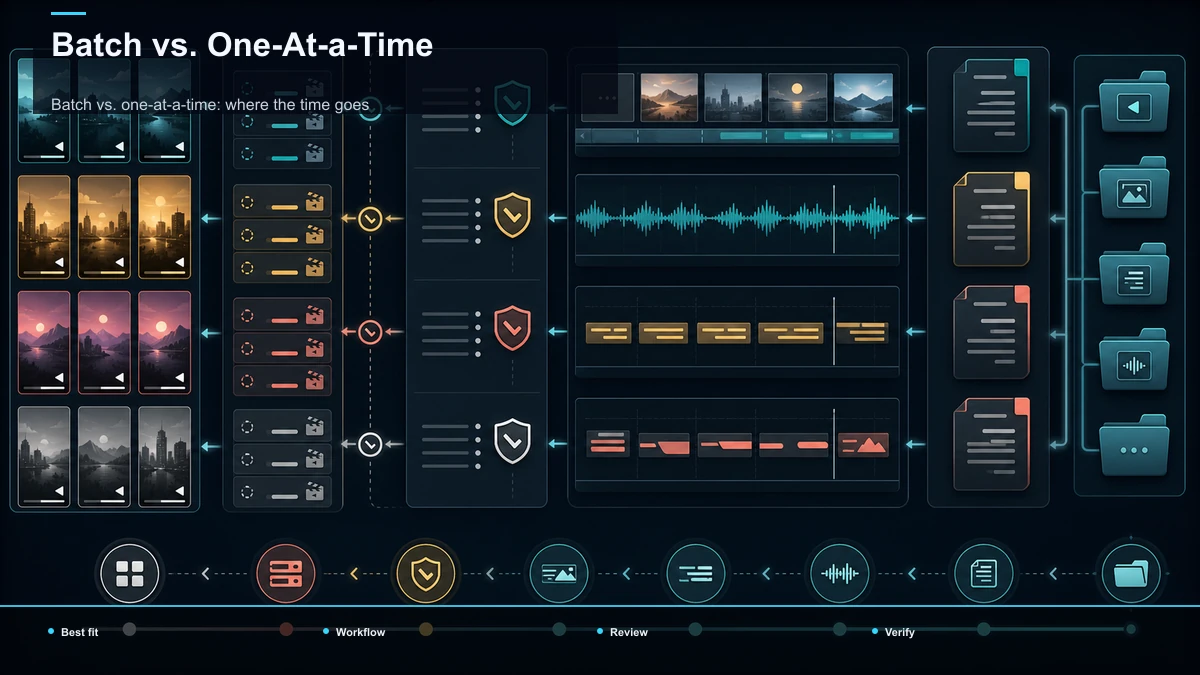 Comparison matrix for Batch vs. One-At-a-Time; data cells are reserved for verified sources.