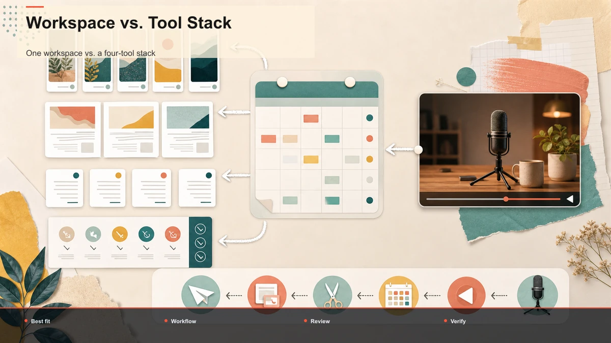 Comparison matrix for Workspace vs. Tool Stack; data cells are reserved for verified sources.