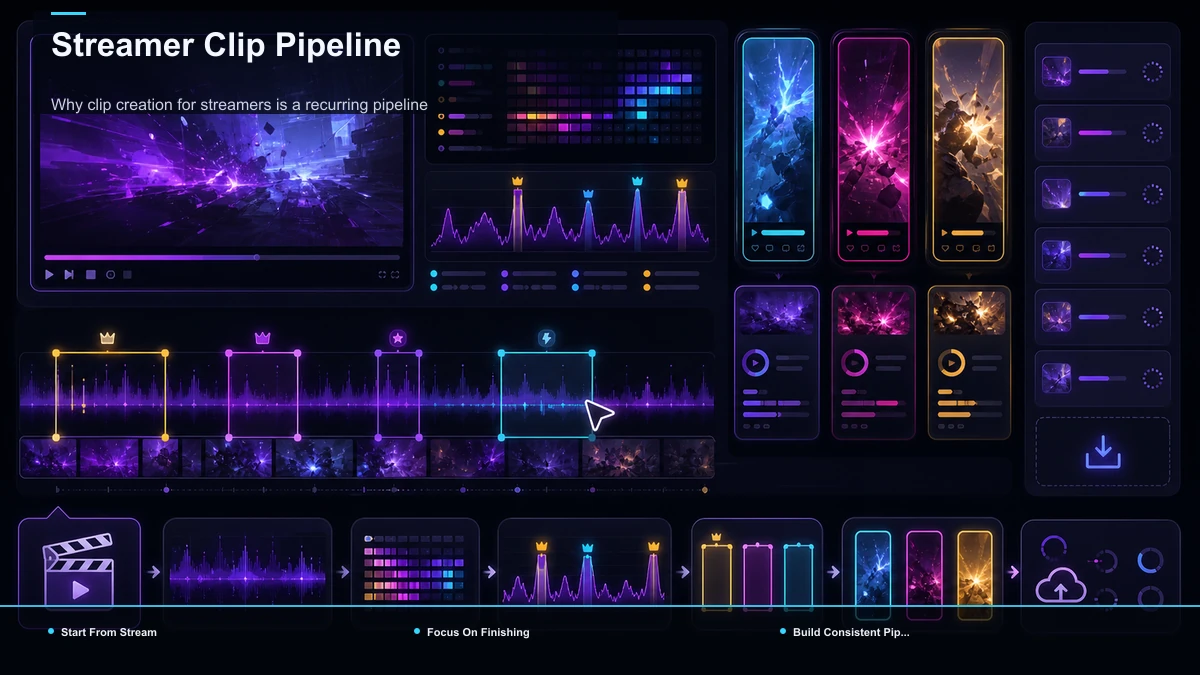 Steps for Streamer Clip Pipeline: Start From Stream, Focus On Finishing, Build Consistent Pipeline.