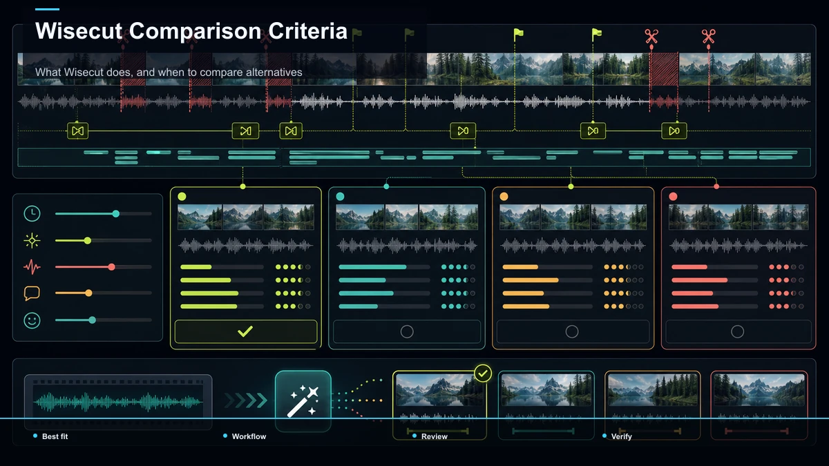 Comparison matrix for Wisecut Comparison Criteria; data cells are reserved for verified sources.