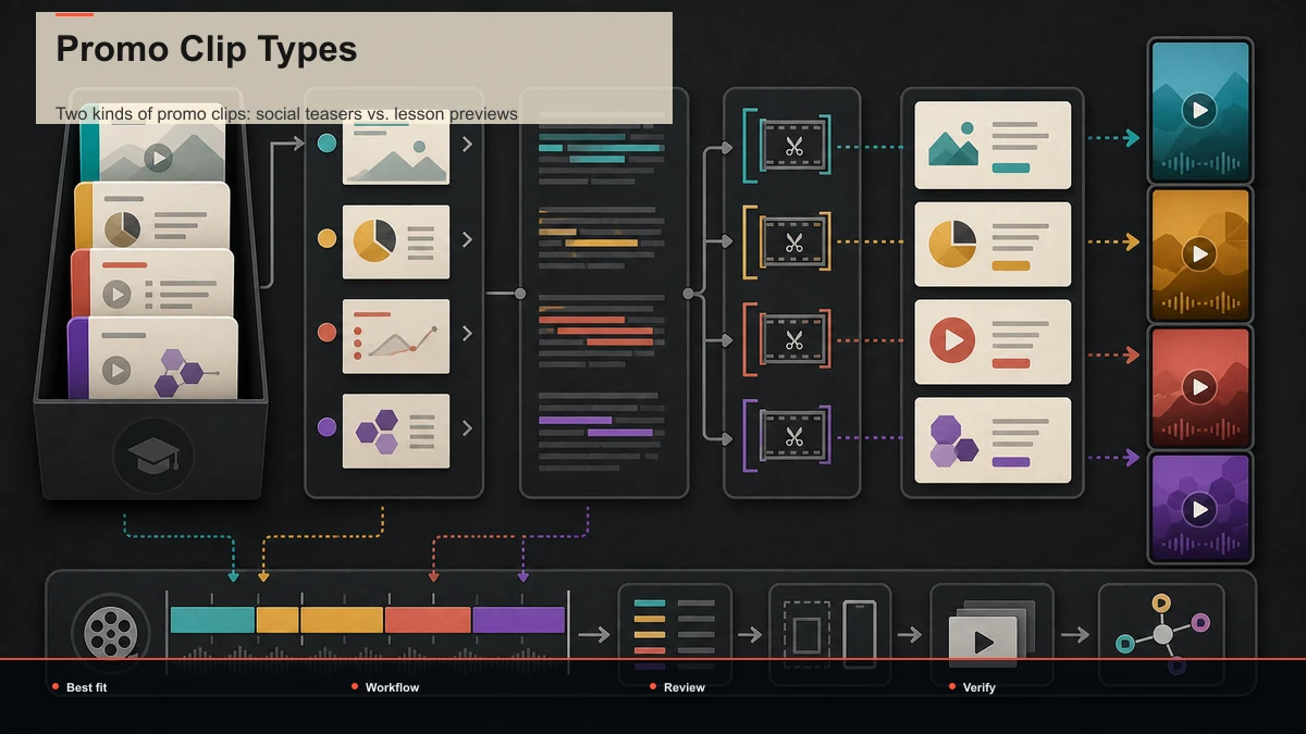 Comparison matrix for Promo Clip Types; data cells are reserved for verified sources.