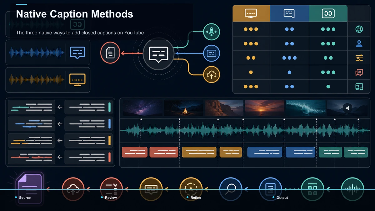 Hub-and-spoke diagram for Native Caption Methods.