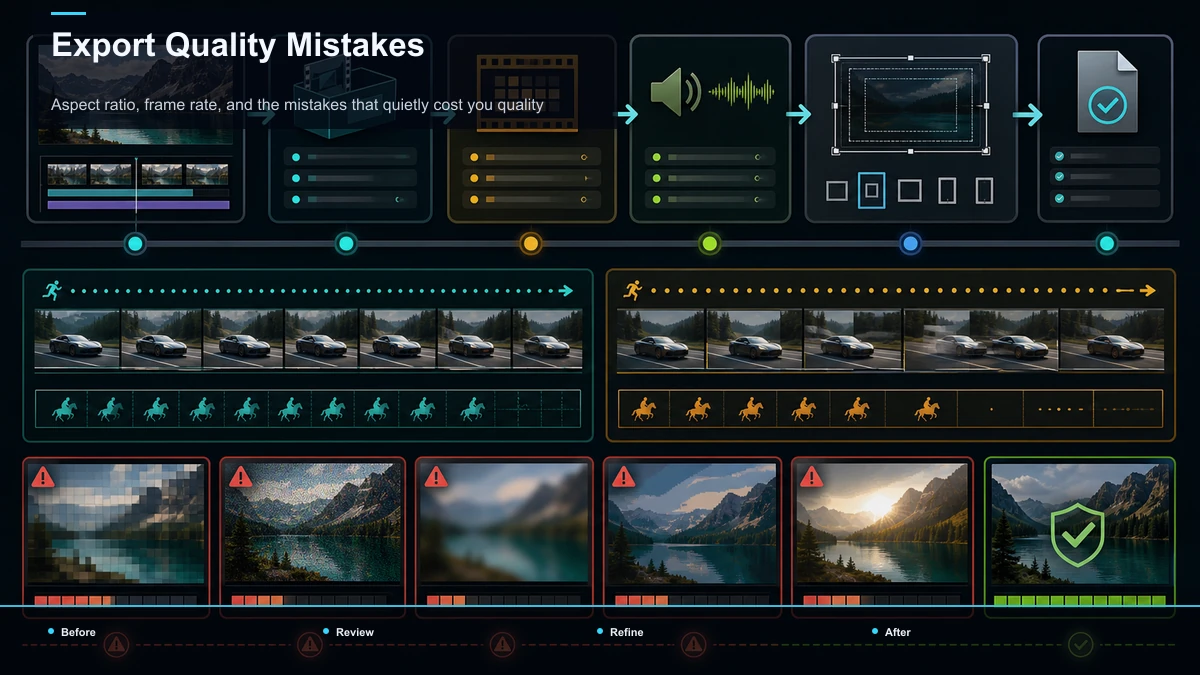 Before-and-after diagram for Export Quality Mistakes.