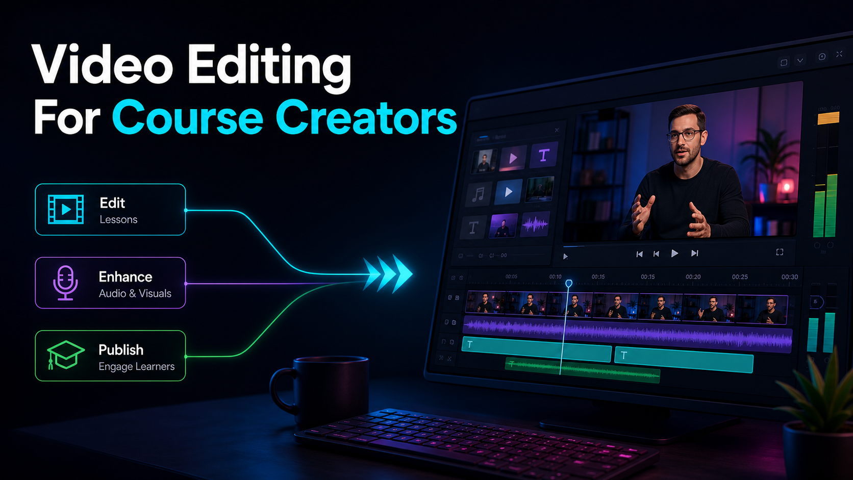 Video Editing for Course Creators: From Lessons to Promo Clips blog cover illustration