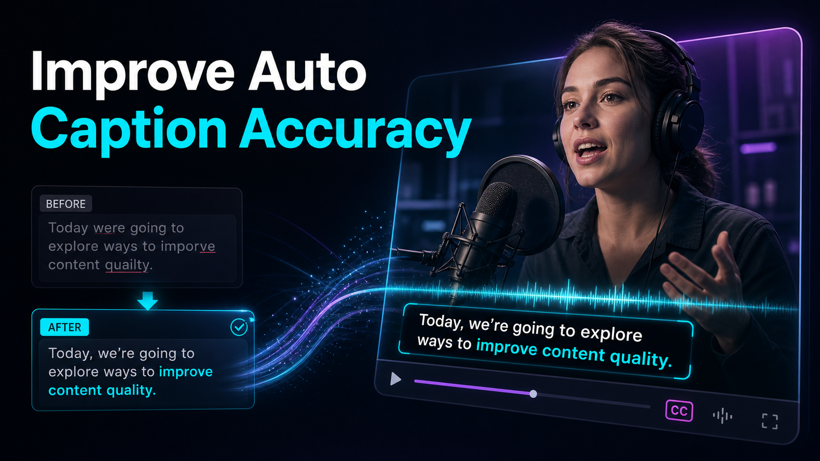 How to Improve Auto-Caption Accuracy (Fewer Errors) blog cover illustration