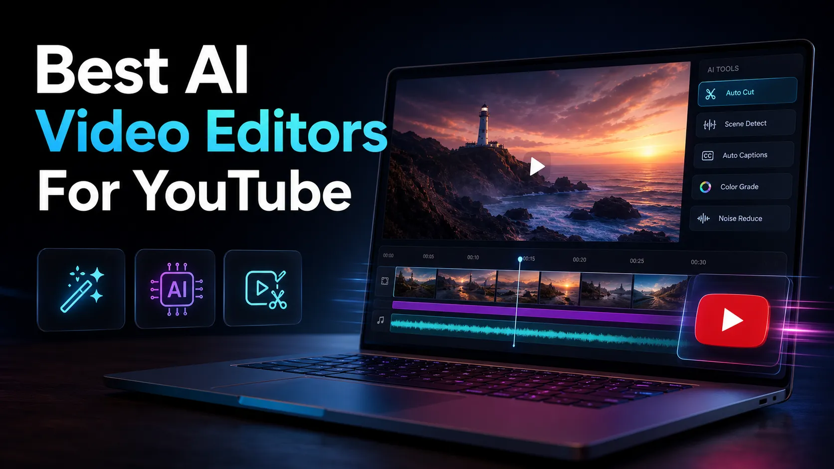 Best AI Video Editors for YouTube (Creator's Guide) blog cover illustration