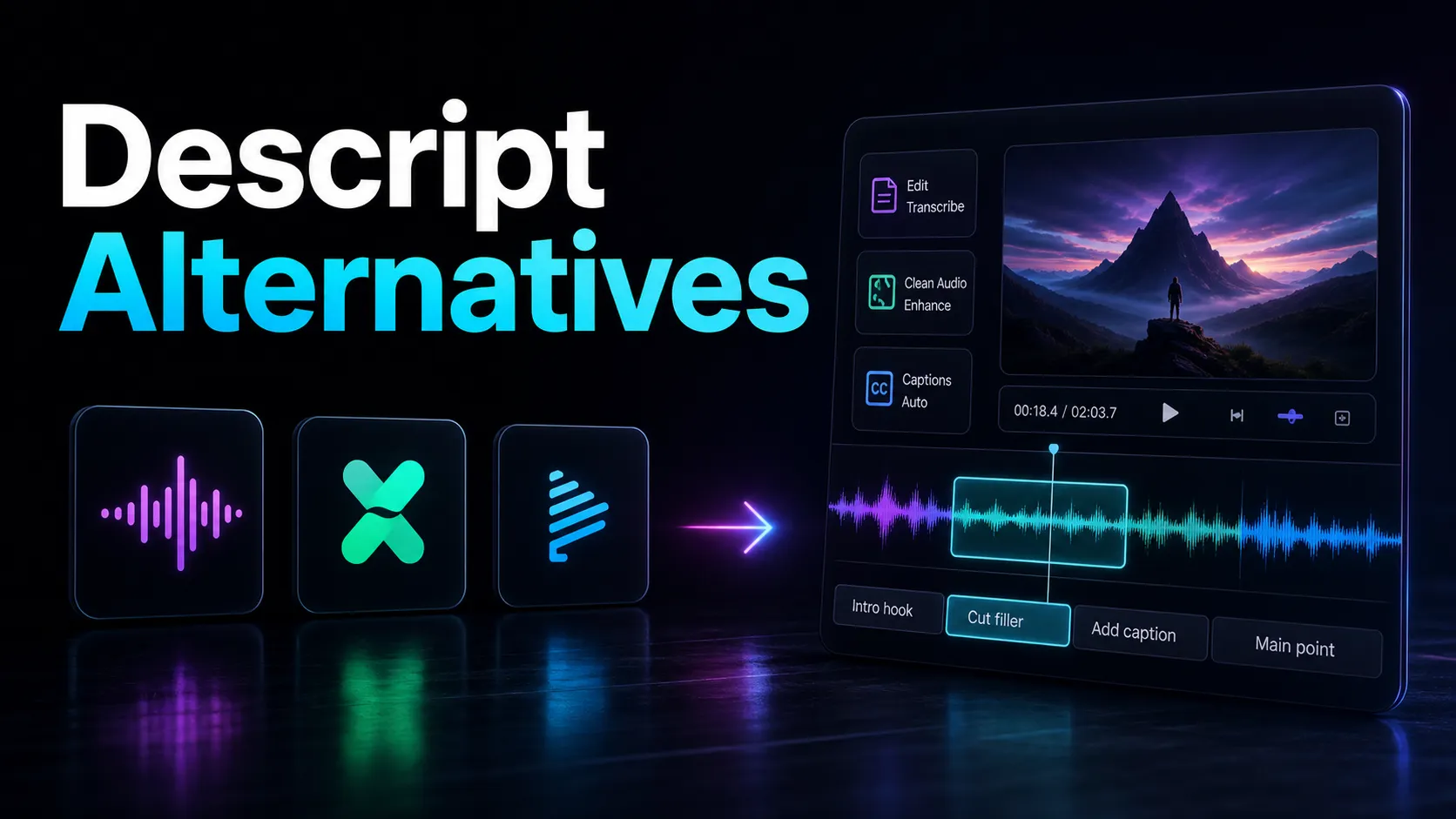 Descript Alternatives for Editing by Transcript (2026) blog cover illustration