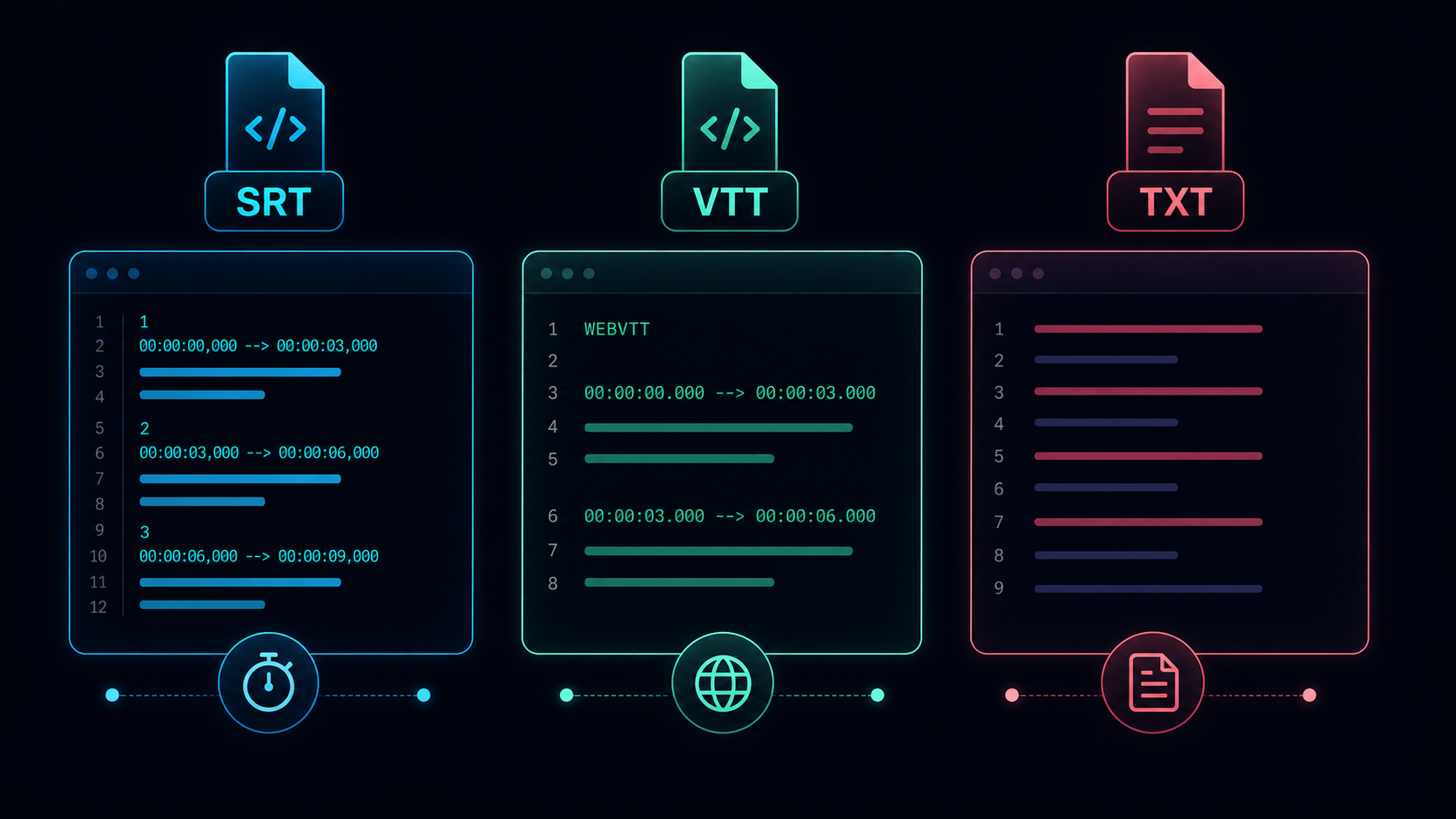 Tale-til-tekst-konvertering og SRT· Sammenligning af VTT og TXT 1 详情图