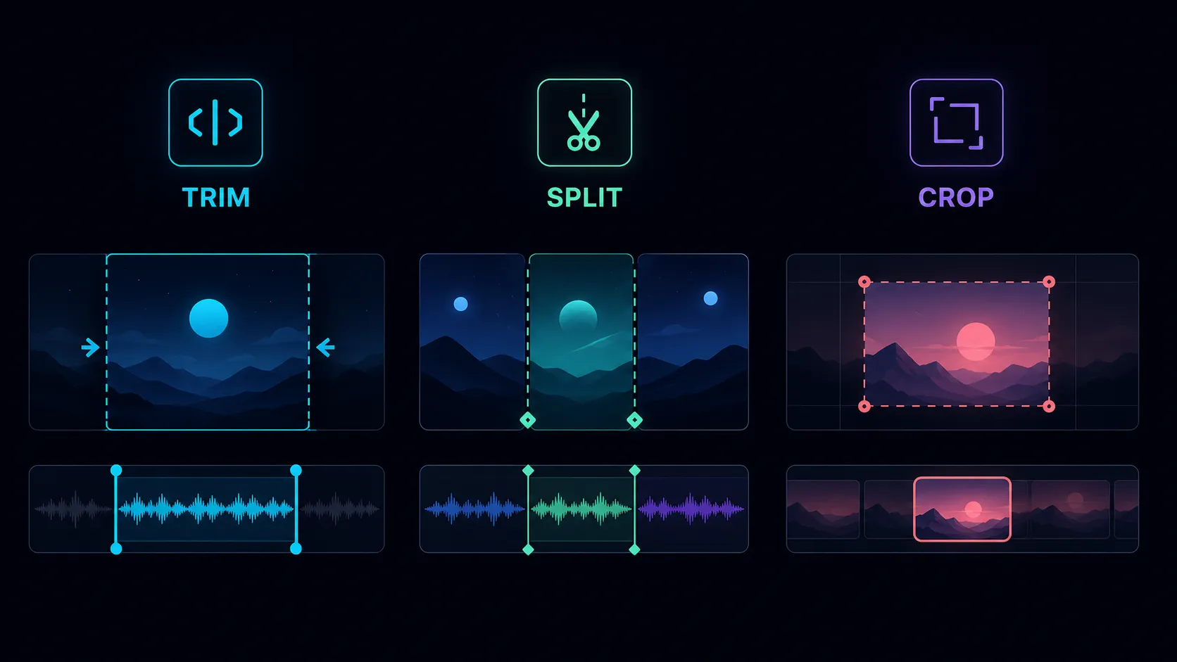 Differences between video cropping, splitting, and cropping: editing workflow overview