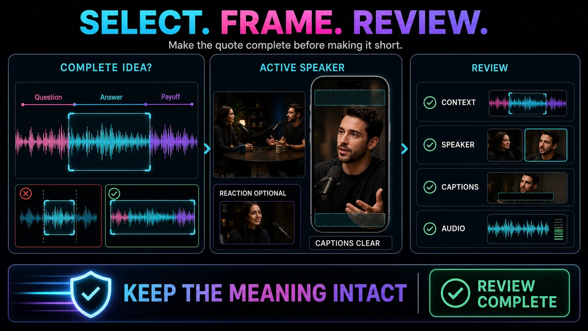 Multi-Speaker Framing and Review Decisions — How to Turn a Podcast Into YouTube Shorts