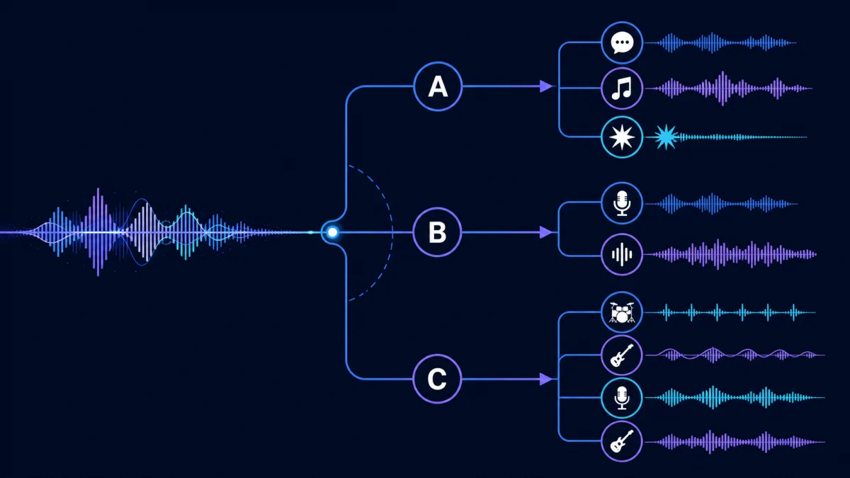 Audio separator, vocal remover and stem splitter comparison workflow