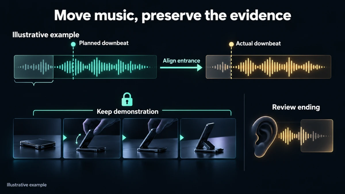 Illustrative music-entry alignment is considered separately from a preserved hinged-stand demonstration and an ending review.