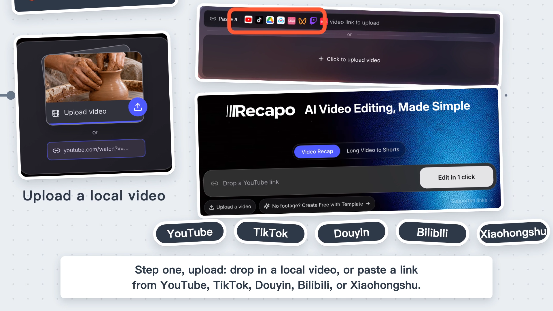 ローカル動画のアップロードと動画リンクからの読み込み入口